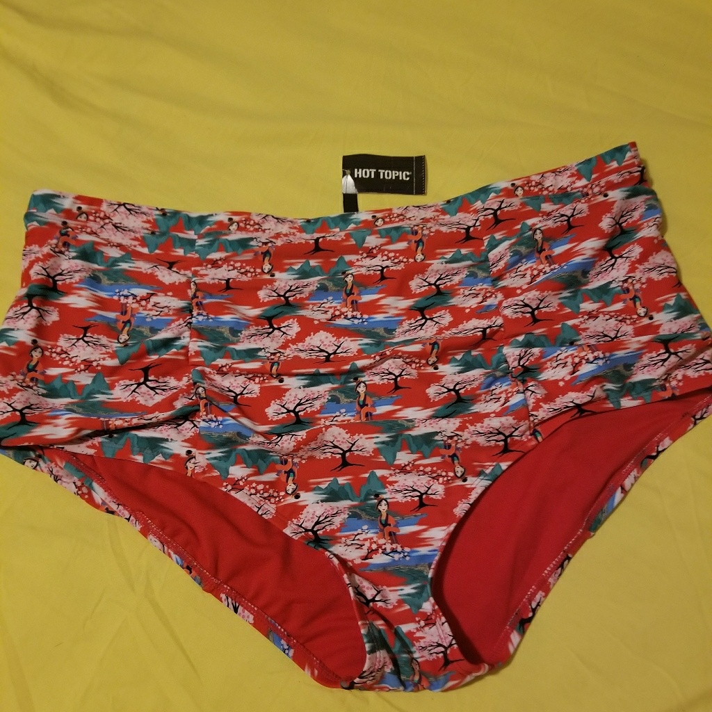 Hot Topic Disney Mulan Highwaisted Swim Bottom 4x